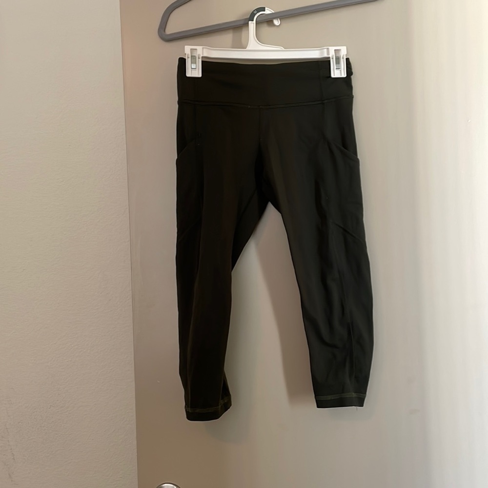 DARK OLIVE LULU LEMON CROPPED LEGGINGS